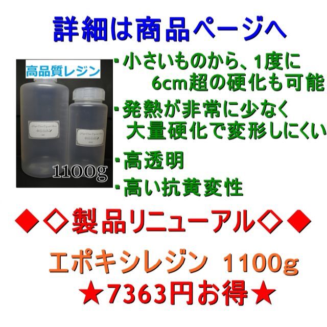 高品質 エポキシレジン 1100g　エポキシ樹脂　レジン液　2液性