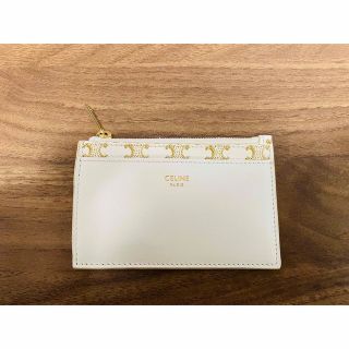 セリーヌ(celine)の【美品】セリーヌ　ジップ付カードホルダー　希少色(名刺入れ/定期入れ)