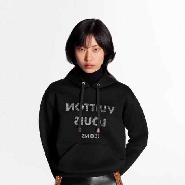 新作 LOUIS VUITTON ロゴプリントパーカー S LOUIS VUITTON◇24SS/LVロゴプリントパーカー/L/コットン/レッド