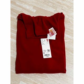 ユニクロ(UNIQLO)のヒートテックフリースタートルネックT （長袖）M　赤(カットソー(長袖/七分))