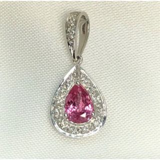 最高級 希少 パパラチアサファイア ダイヤモンドk18wgネックレストップ