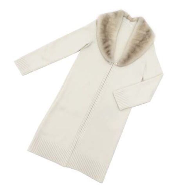 FOXEY フォクシー ダブルパールミンクカシミアロングカーディガンコート-