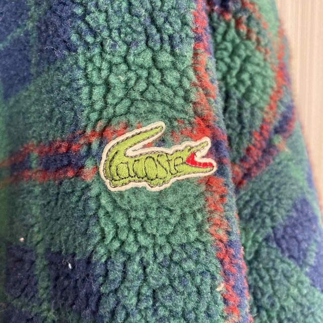 【激レア】lacoste ラコステ　刺繍ロゴ　フリース　チェック柄　希少カラー