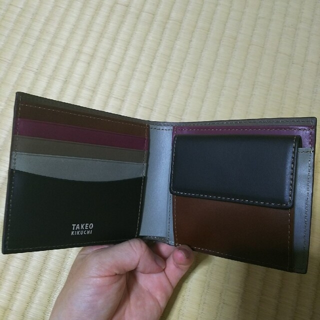 TAKEO KIKUCHI(タケオキクチ)の新品　タケオキクチ　メンズ　トリプルアンティーク　二つ折り財布　ダークブラウン メンズのファッション小物(折り財布)の商品写真