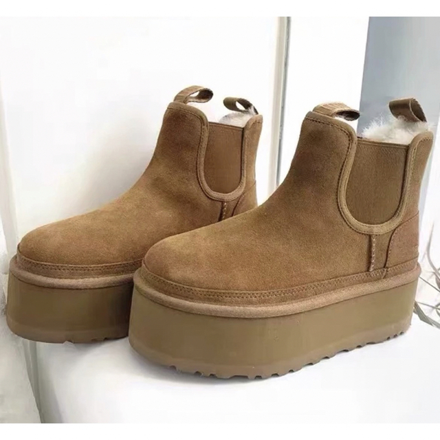 ブーツ 厚底 ムートン ブーツ チェルシー Chestnut ムートンブーツ ugg風