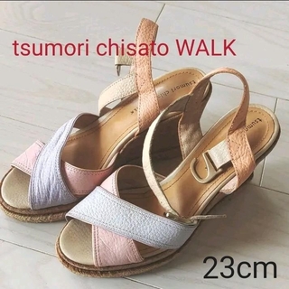 ツモリチサト(TSUMORI CHISATO)のtsumori chisato WALK 　ウェッジソール　革　クロスサンダル(サンダル)