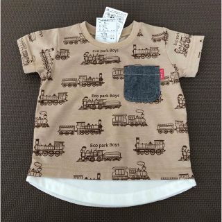 フタフタ(futafuta)の新品未使用　バースデイ　半袖　Tシャツ　90  ベージュ　機関車　汽車　SL(Tシャツ/カットソー)