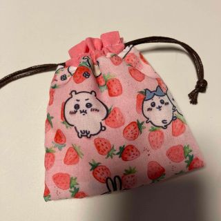 ハンドメイド　ミニミニ巾着　ちいかわ　いちご（裏地付き）(外出用品)