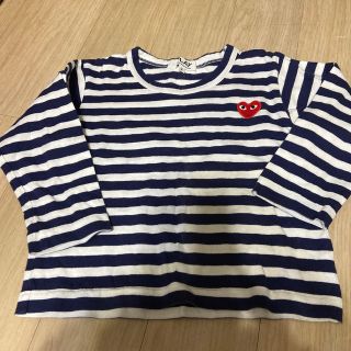 コムデギャルソン(COMME des GARCONS)のコムデギャルソン・プレイ　キッズ　ボーダー　青　2(90cm) 子供　ベビー(Tシャツ/カットソー)