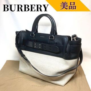 BURBERRY - ☆バーバリー☆ レザー×キャンバス ミディアム ベルト BURBERRY - ☆バーバリー☆ レザー×キャンバス ミディアム ベルト