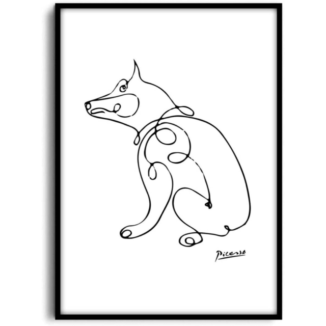 絵 アートポスター アートパネル ピカソ 額装付き インテリア 犬の絵 犬
