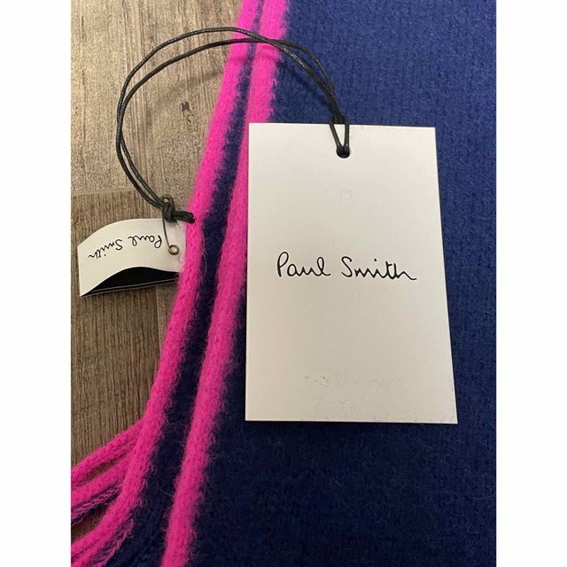 Paul Smith(ポールスミス)のポールスミス　マフラー　ウールニット ブルー RAINBOW EDGE メンズのファッション小物(マフラー)の商品写真