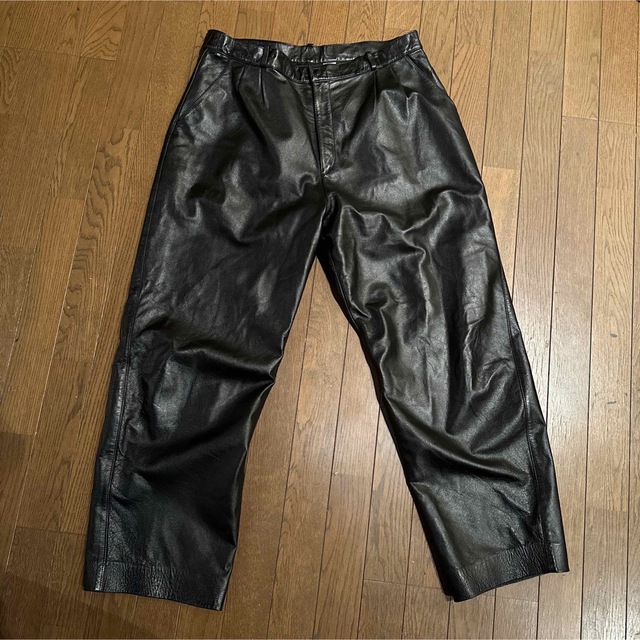 BLACK wide leather pants