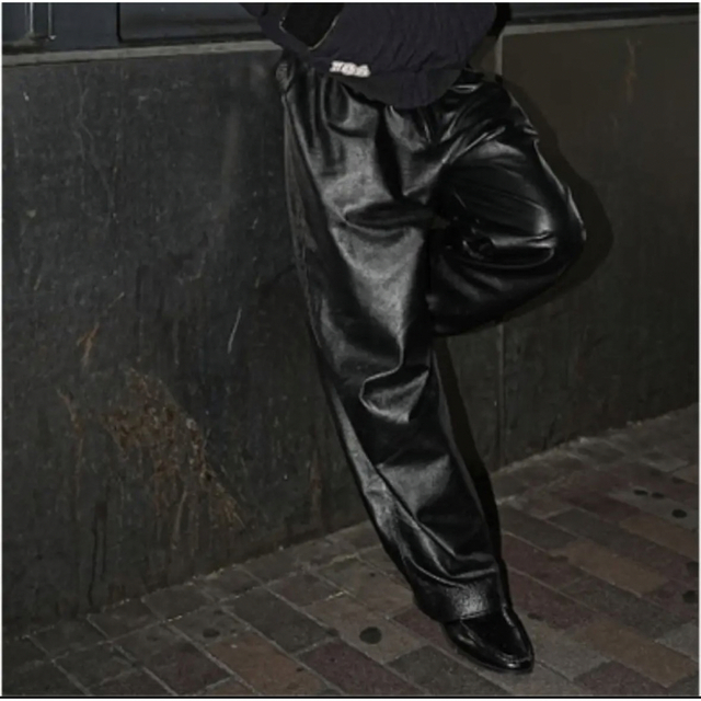 BLACK wide leather pants 1