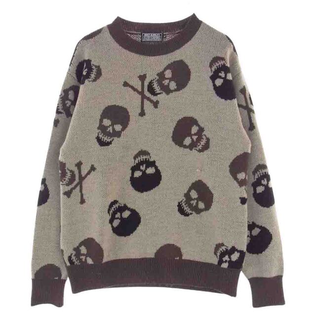 HYSTERIC GLAMOUR ヒステリックグラマー ニット 02213NS05 DIZZY＆MILKY SKULL LEO柄 ジャカード プルオーバー ニット ブラウン系 M約495cm着丈