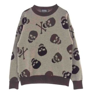 ヒステリックグラマー(HYSTERIC GLAMOUR)のHYSTERIC GLAMOUR ヒステリックグラマー ニット 02213NS05 DIZZY＆MILKY SKULL LEO柄 ジャカード プルオーバー ニット ブラウン系 M【中古】(ニット/セーター)