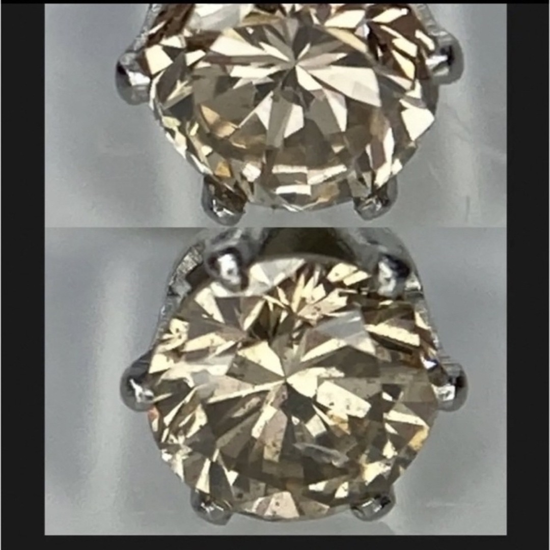天然ダイヤモンド サージカル ブラウン 一粒ピアス 計0.26ct 鑑別付き