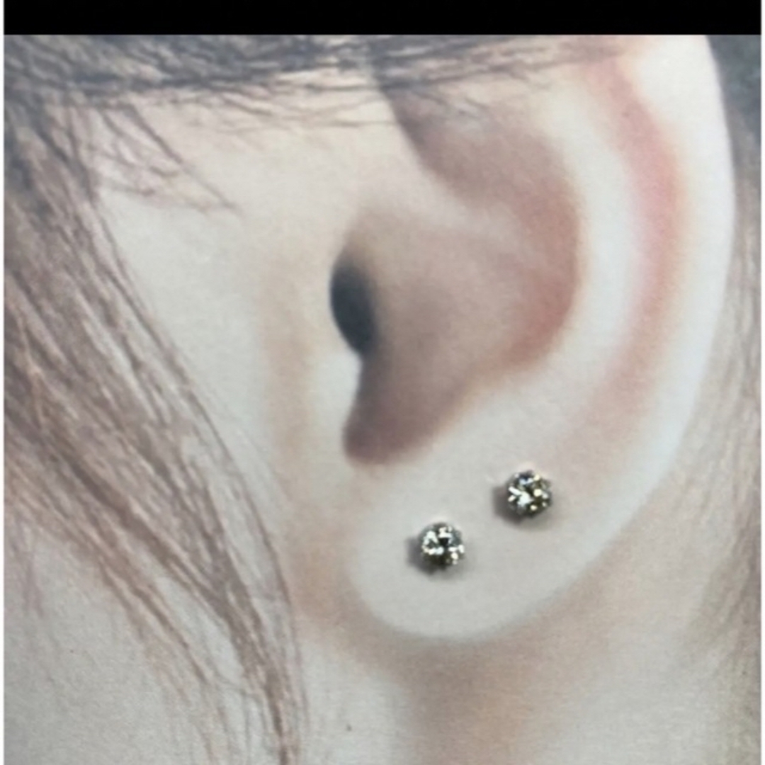 天然ダイヤモンド サージカル ブラウン 一粒ピアス 計0.26ct 鑑別付き