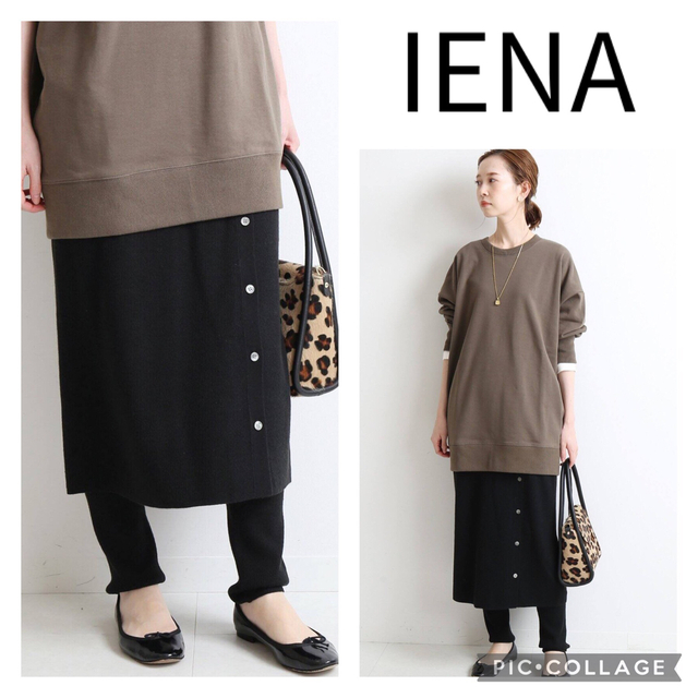 レディースIENA ラップスカート風スカッツ ブラック 36