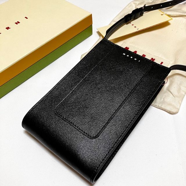 黒 桜古典 マルニ MARNI 定番 ショルダーフォンポーチ 新品未使用 即