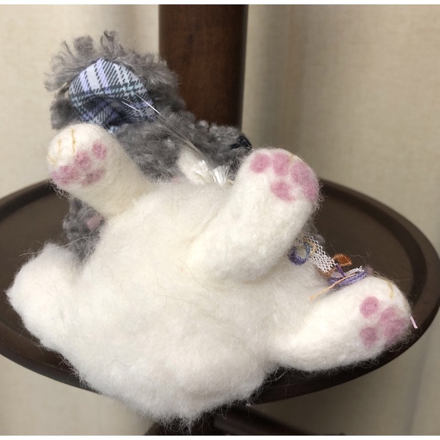 羊毛フェルト トイプーさん(黒猫 白猫)2点セット ハンドメイド 未