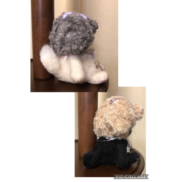 羊毛フェルト トイプーさん(黒猫 白猫)2点セット ハンドメイド 未