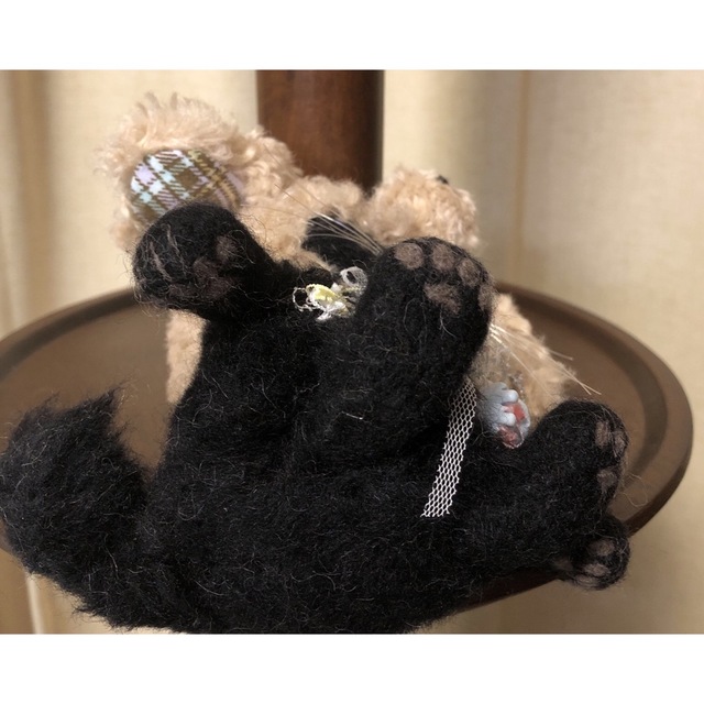 羊毛フェルト トイプーさん(黒猫 白猫)2点セット ハンドメイド 未
