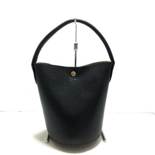 ロンシャン(LONGCHAMP)のロンシャン トートバッグ美品  黒 レザー(トートバッグ)