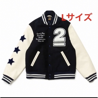 ヒューマンメイド(HUMAN MADE)のLAST ORGY2 VARSITY JACKET NAVY Lサイズ(スタジャン)