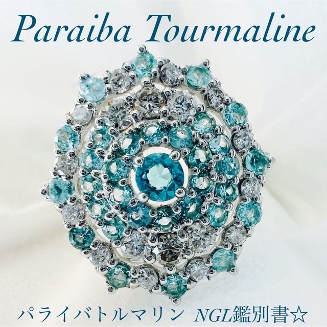 ファッションの 新作パライバ☆PTパライバトルマリンR D:0.55ct PL:0.091ct リング(指輪) 