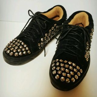 ジェフリーキャンベル(JEFFREY CAMPBELL)のジェフリーキャンベルシルバースタッズスエードスニーカーレザー黒(スニーカー)