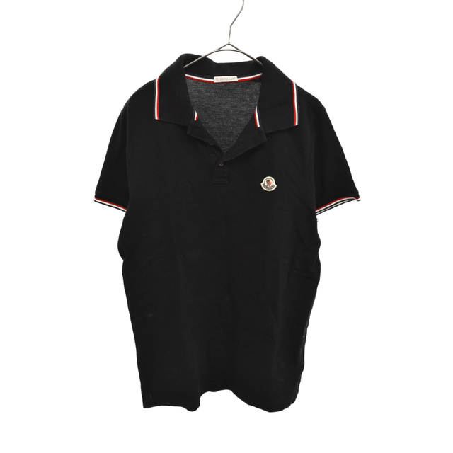 MONCLER モンクレール 19SS MAGLIA POLO MANICA CORTA 胸ロゴワッペン付き半袖ポロシャツ E10918345600 ブラック