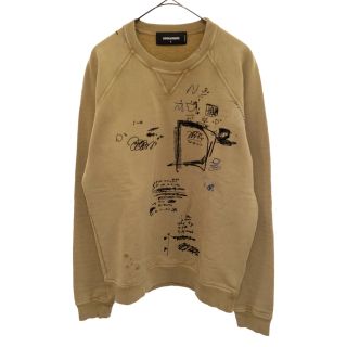 ディースクエアード(DSQUARED2)のDSQUARED2 ディースクエアード STITCHING DETAILS SWEATSHIRT イラストステッチ刺繍 スウェット トレーナー S74GU0134 ベージュ(スウェット)