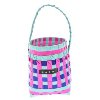 マルニ(Marni)のMARNI マルニ WICKER BASKET マルチカラーPVCかごバッグ ハンドバッグ ミニ グリーン/ブルー/ピンク レディース(ハンドバッグ)