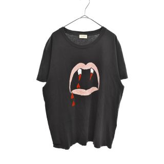 SAINT LAURENT PARIS サンローランパリ 16SS ブラッドラスターヴァンパイアプリント半袖Tシャツ ブラック 378983 Y2YC1