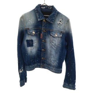 ディースクエアード(DSQUARED2)のDSQUARED2 ディースクエアード 18SS PAINTING DENIM TRACKER JACKET S75AM0546 ペンキペインティングダメージアンドリペア加工デニムトラッカージャケット デニムジャケット レディース(Gジャン/デニムジャケット)