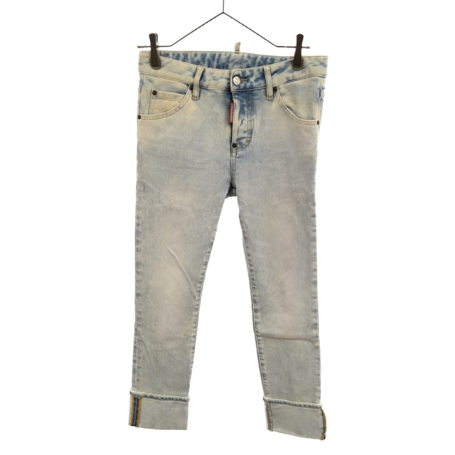 DSQUARED2 ディースクエアード 20SS COOL GIRL CROPPED JEAN S72LB0288 クールガールクロップドジーンズ ウォッシュドブリーチデニムパンツ 裾ロゴプリントデニムパンツ レディース