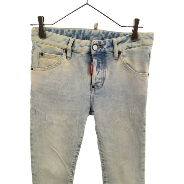 DSQUARED2 ディースクエアード 20SS COOL GIRL CROPPED JEAN S72LB0288 クールガールクロップドジーンズ  ウォッシュドブリーチデニムパンツ 裾ロゴプリントデニムパンツ レディース