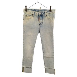 ディースクエアード(DSQUARED2)のDSQUARED2 ディースクエアード 20SS COOL GIRL CROPPED JEAN S72LB0288 クールガールクロップドジーンズ ウォッシュドブリーチデニムパンツ 裾ロゴプリントデニムパンツ レディース(デニム/ジーンズ)