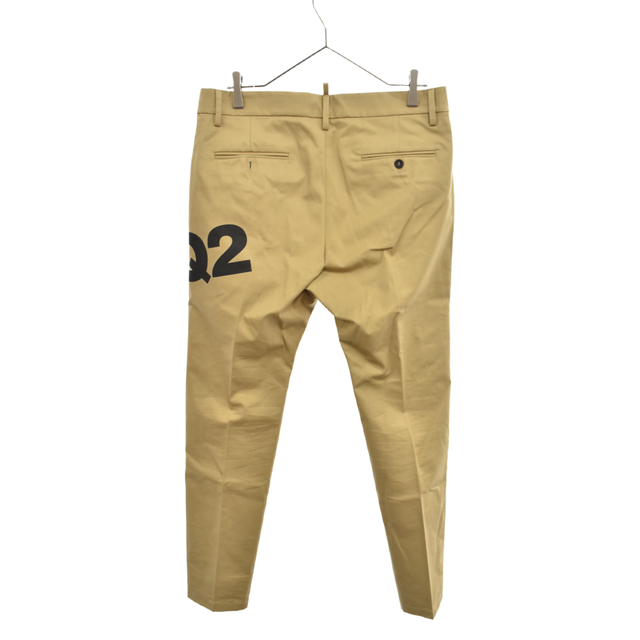 DSQUARED2 ディースクエアード サイドラインロゴプリント センターパートスラックスパンツ ベージュ S74KB0404