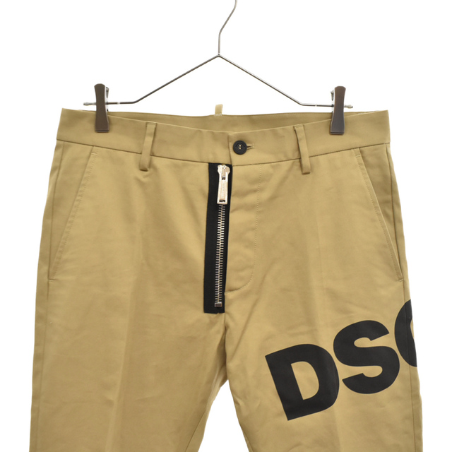 DSQUARED2 ディースクエアード サイドラインロゴプリント センターパートスラックスパンツ ベージュ S74KB0404