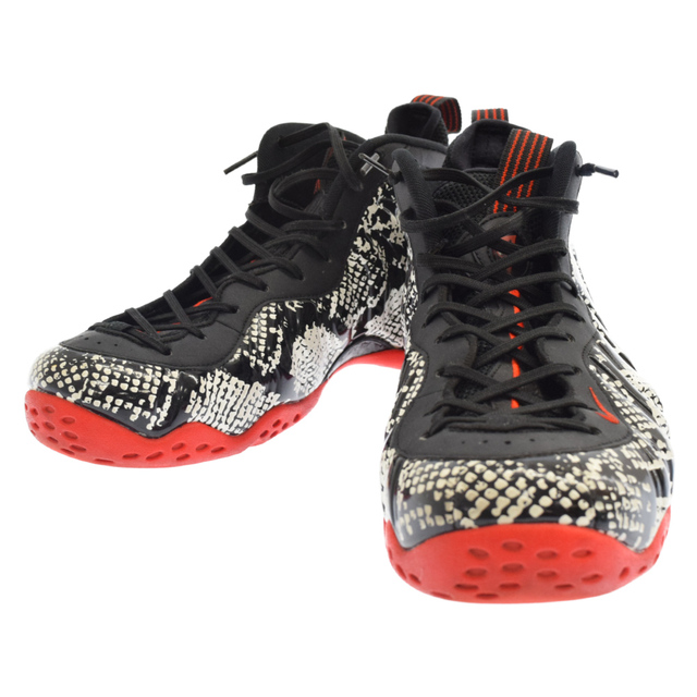 NIKE(ナイキ)のNIKE ナイキ AIR FOAMPOSITE ONE SNAKESKIN ア フォームポジット ワン スネークスキン ミドルカットスニーカー ブラック 314996-101 US9 メンズの靴/シューズ(スニーカー)の商品写真