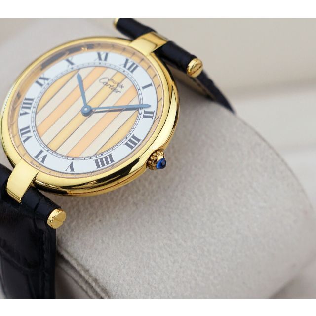 Cartier(カルティエ)の美品 カルティエ マスト ヴァンドーム スリーカラーゴールド ストライプ LM メンズの時計(腕時計(アナログ))の商品写真