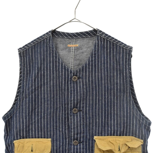 KAPITAL(キャピタル)のKAPITAL キャピタル Stripe Vest ストライプ ベスト ネイビー メンズのトップス(ベスト)の商品写真