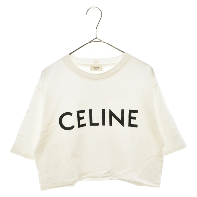 CELINE セリーヌ 21SS ロゴプリント クルーネック 半袖Tシャツ ホワイト レディース 2X761501F