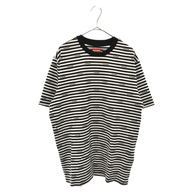 SUPREME シュプリーム 19SS Logo Stripe S/S Top ロゴストライプ柄半袖Tシャツ ブラック/ホワイト カットソー