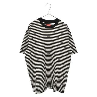 シュプリーム(Supreme)のSUPREME シュプリーム 19SS Logo Stripe S/S Top ロゴストライプ柄半袖Tシャツ ブラック/ホワイト カットソー(Tシャツ/カットソー(半袖/袖なし))