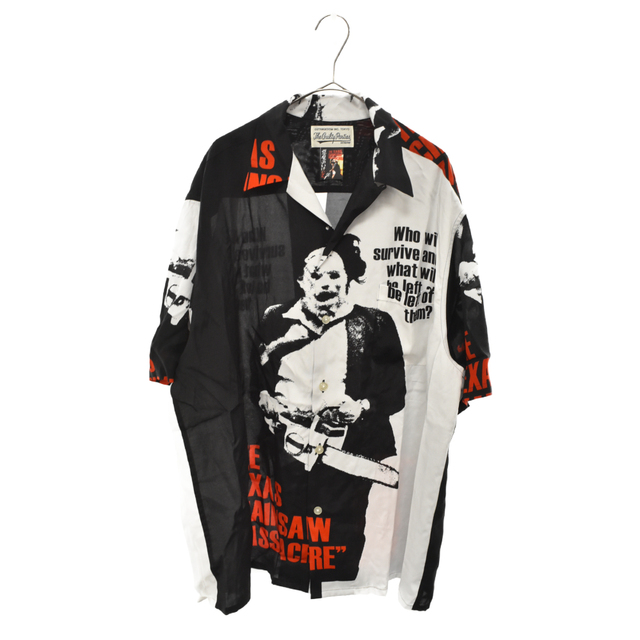 WACKO MARIA ワコマリア 22SS×THE TEXAS CHAINSAW MASSACRE S/S HAWAIIAN SHIRT×悪魔のいけにえコラボ ハワイアン総柄半袖シャツ ブラック