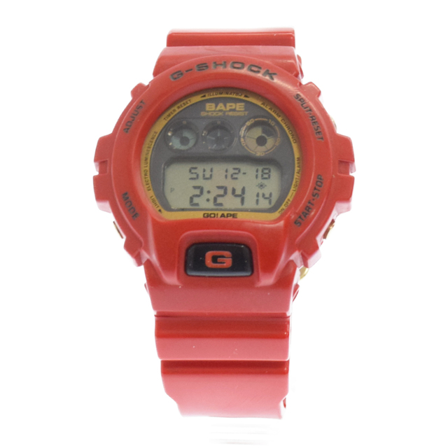 A BATHING APE アベイシングエイプ ×G-SHOCK DW-6900 デジタル腕時計 レッド 2000本限定