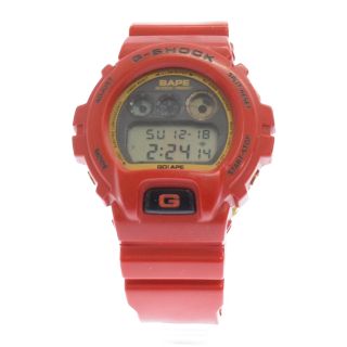 アベイシングエイプ(A BATHING APE)のA BATHING APE アベイシングエイプ ×G-SHOCK DW-6900 デジタル腕時計 レッド 2000本限定(腕時計(アナログ))